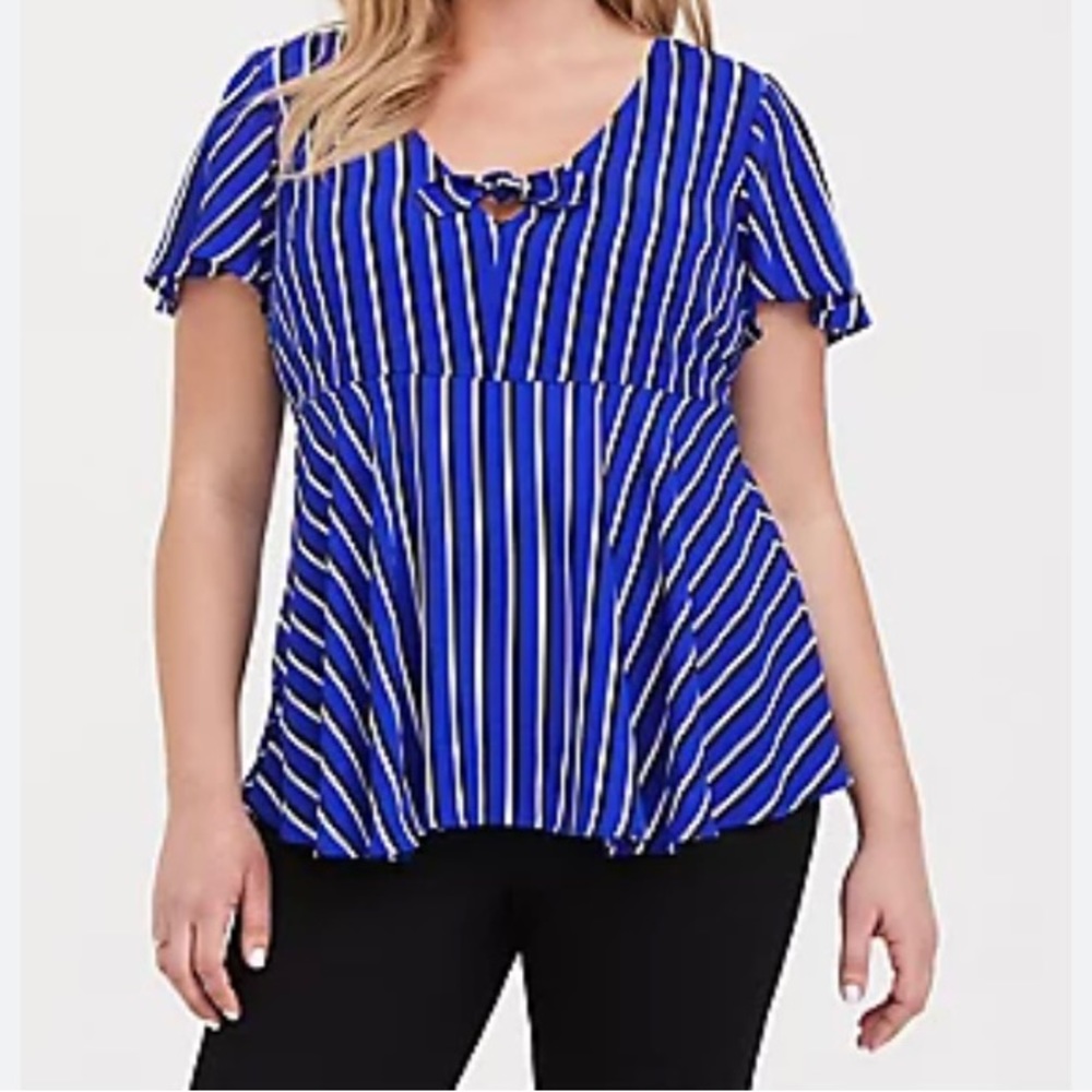 Torrid size 0 royal blue stripe peplum blouse